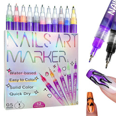 UKM bolígrafos de arte para uñas: paleta de 12 colores para diseños detallados