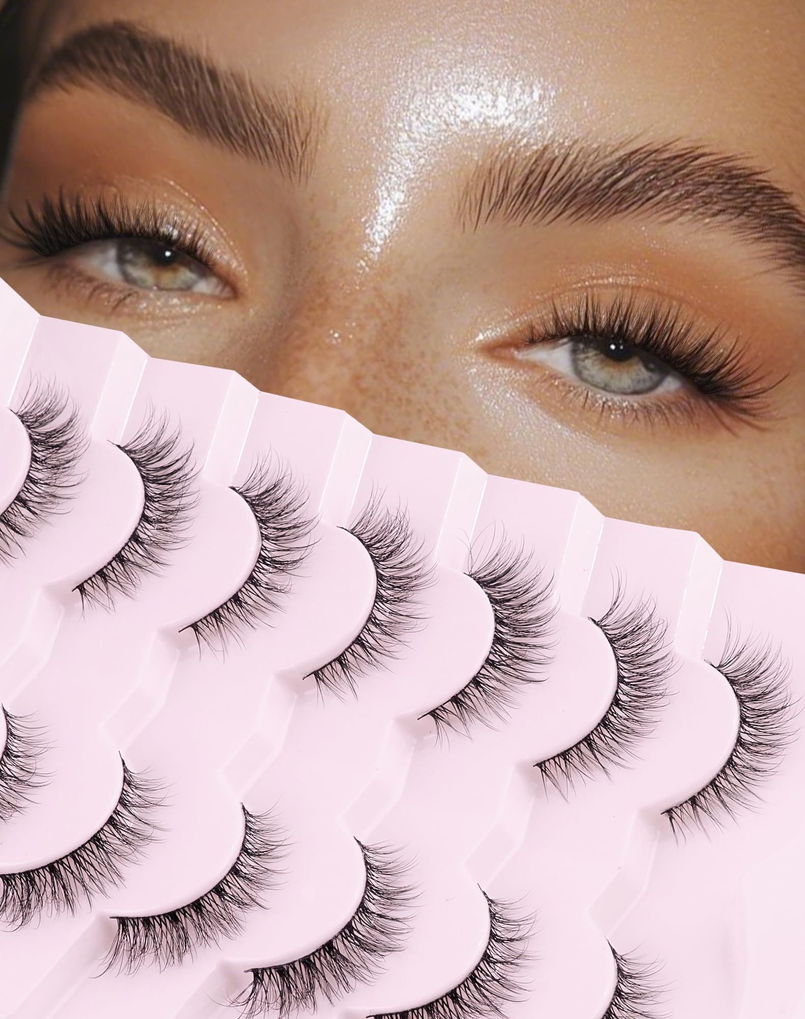 Pestañas Ukrizi naturales con banda delgada para look suave y cómodo