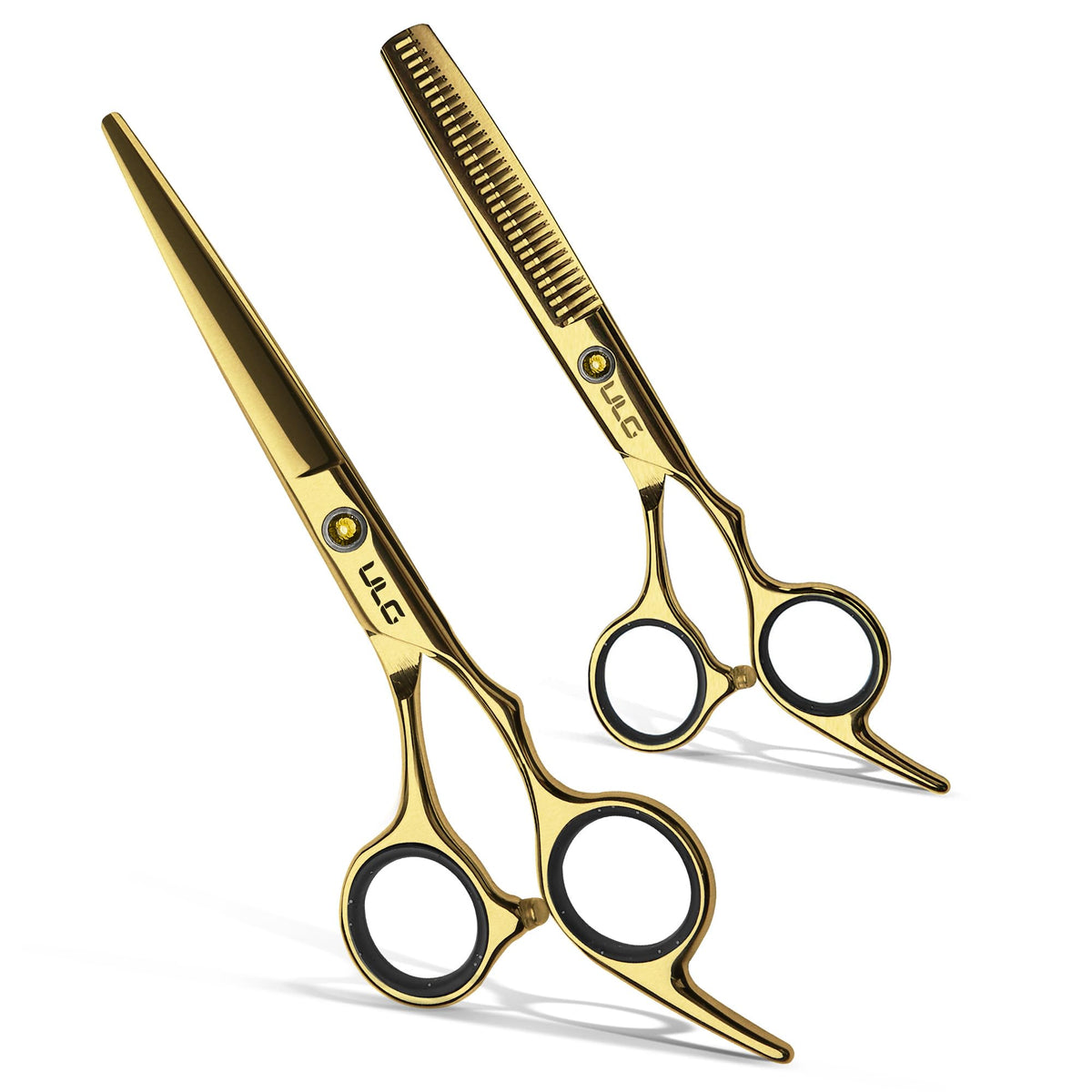 ULG hair cutting scissors with a 6.5 inch gold finish for precise trimming.