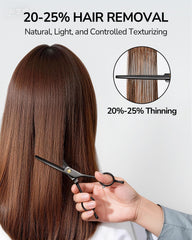 ULG thinning shears ergonomic handle designed for comfortable long cuts in professional or home settings