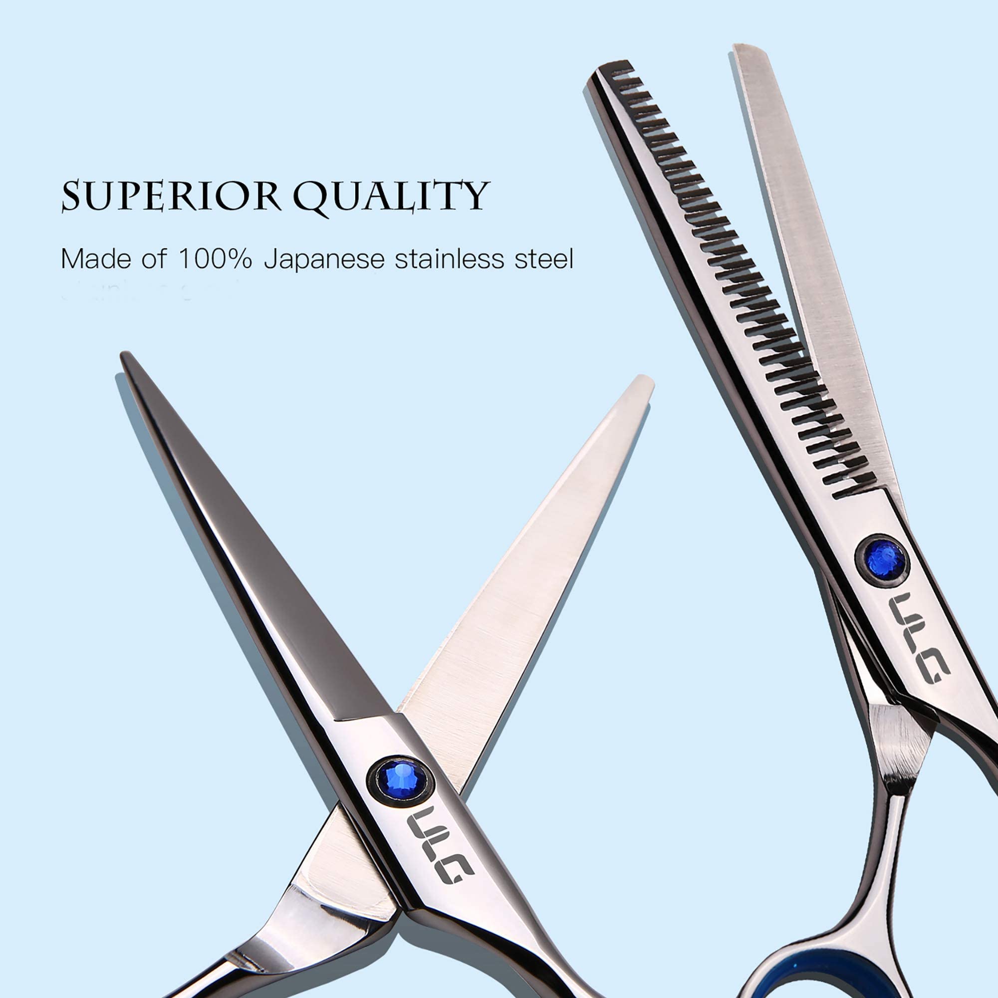 ULG tijeras acabado espejo y diamante azul, diseño premium