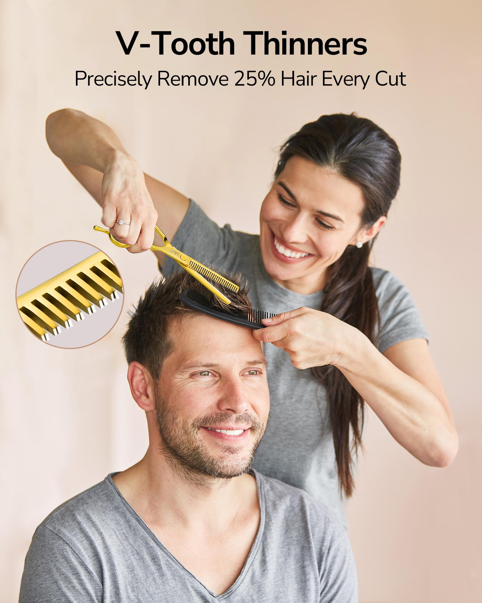 Tijeras ULG con diseño ergonómico para confort durante el corte.