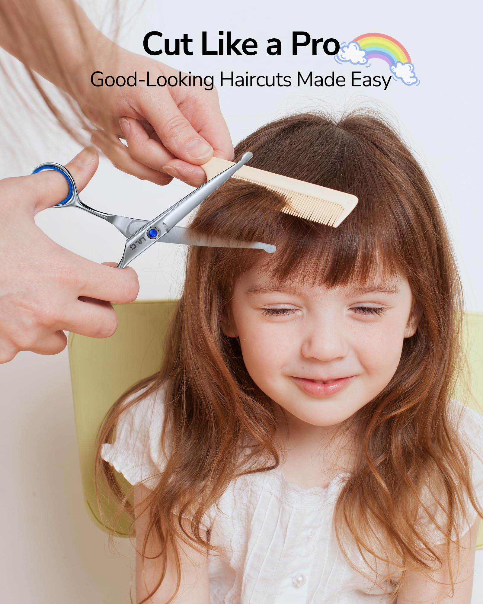 Tijeras ULG para corte de pelo en adultos y niños, versátiles y confiables.