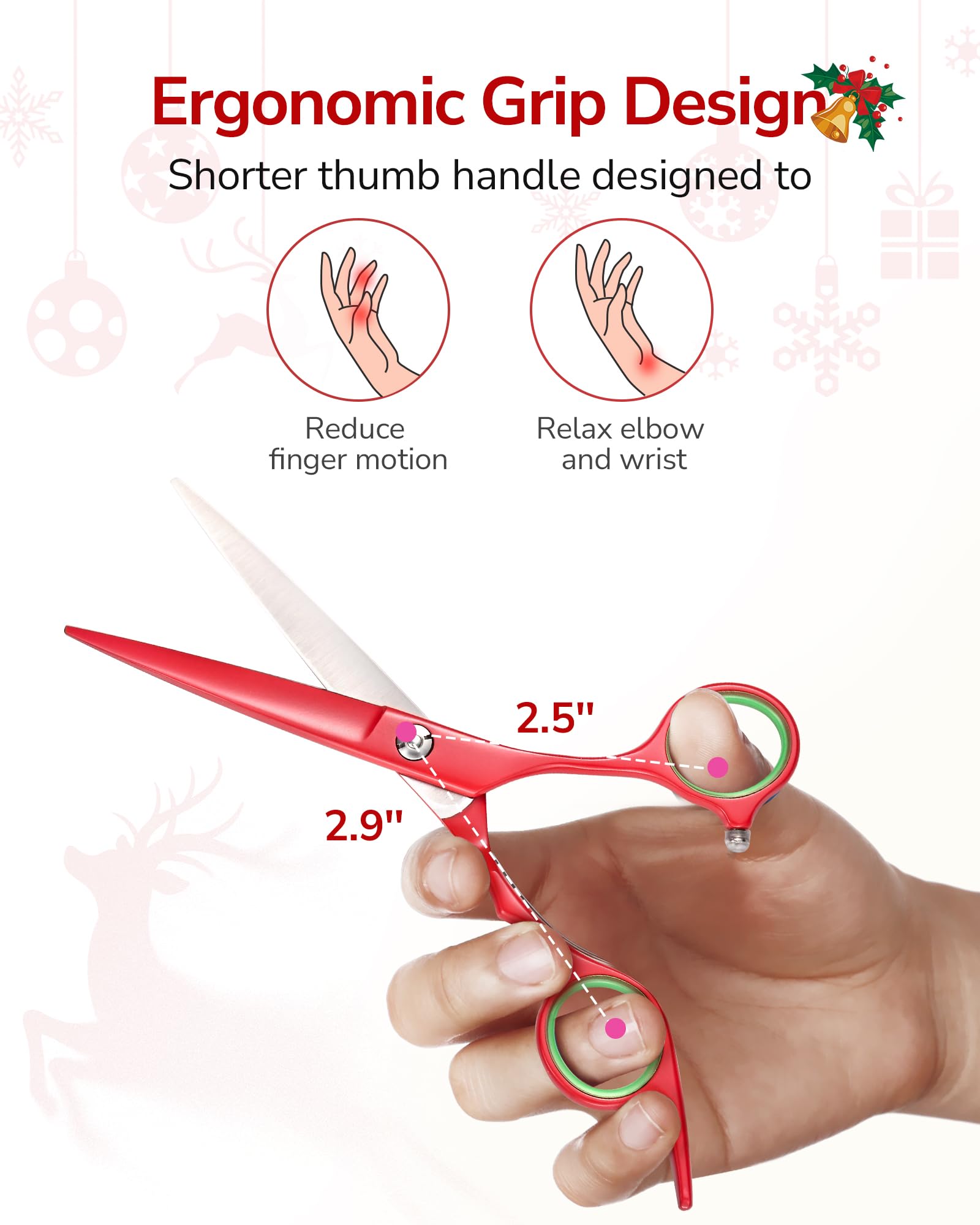 Tijeras ULG con pivote rojo y acabado mate, ideal para uso profesional.