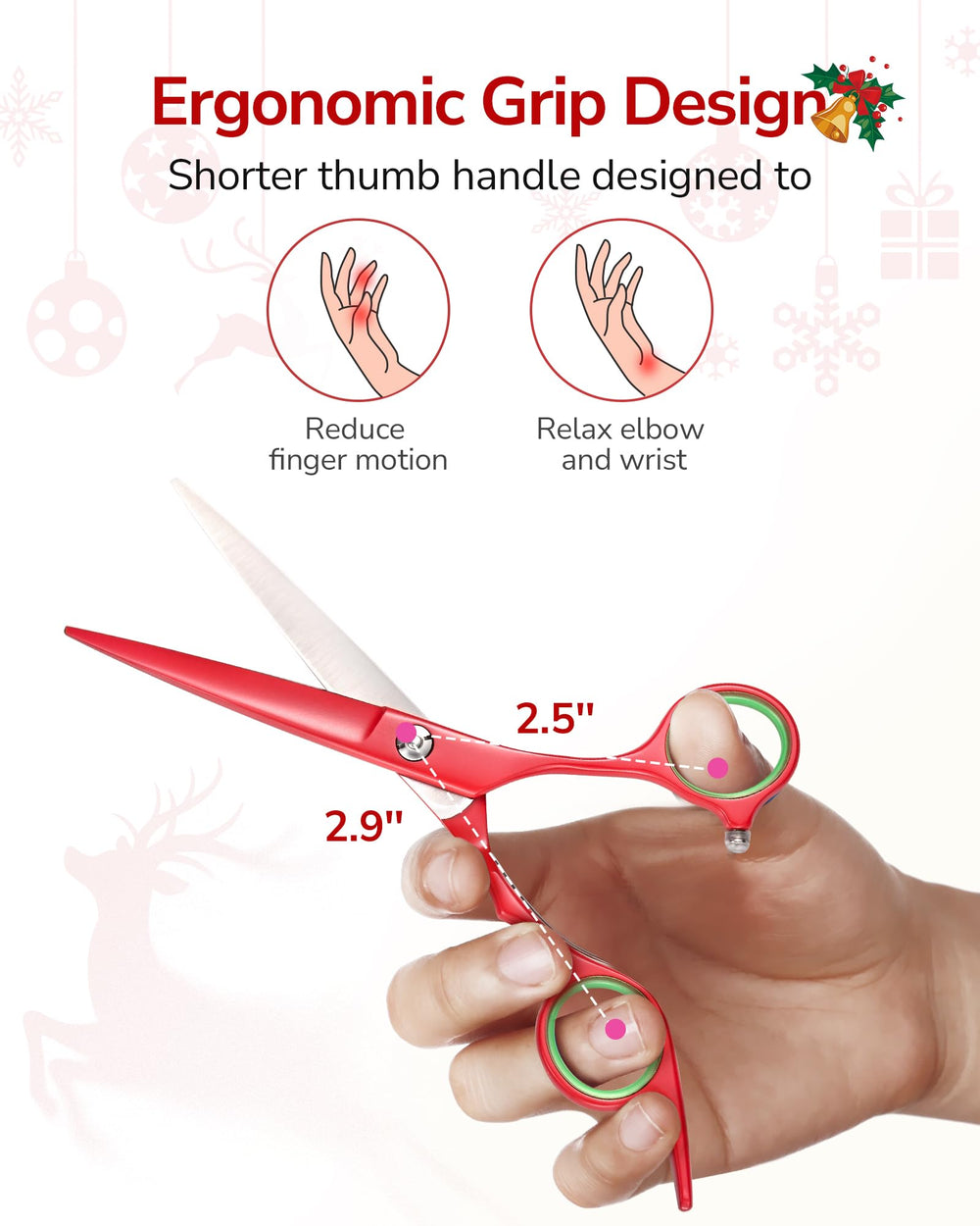 Tijeras ULG con pivote rojo y acabado mate, ideal para uso profesional.