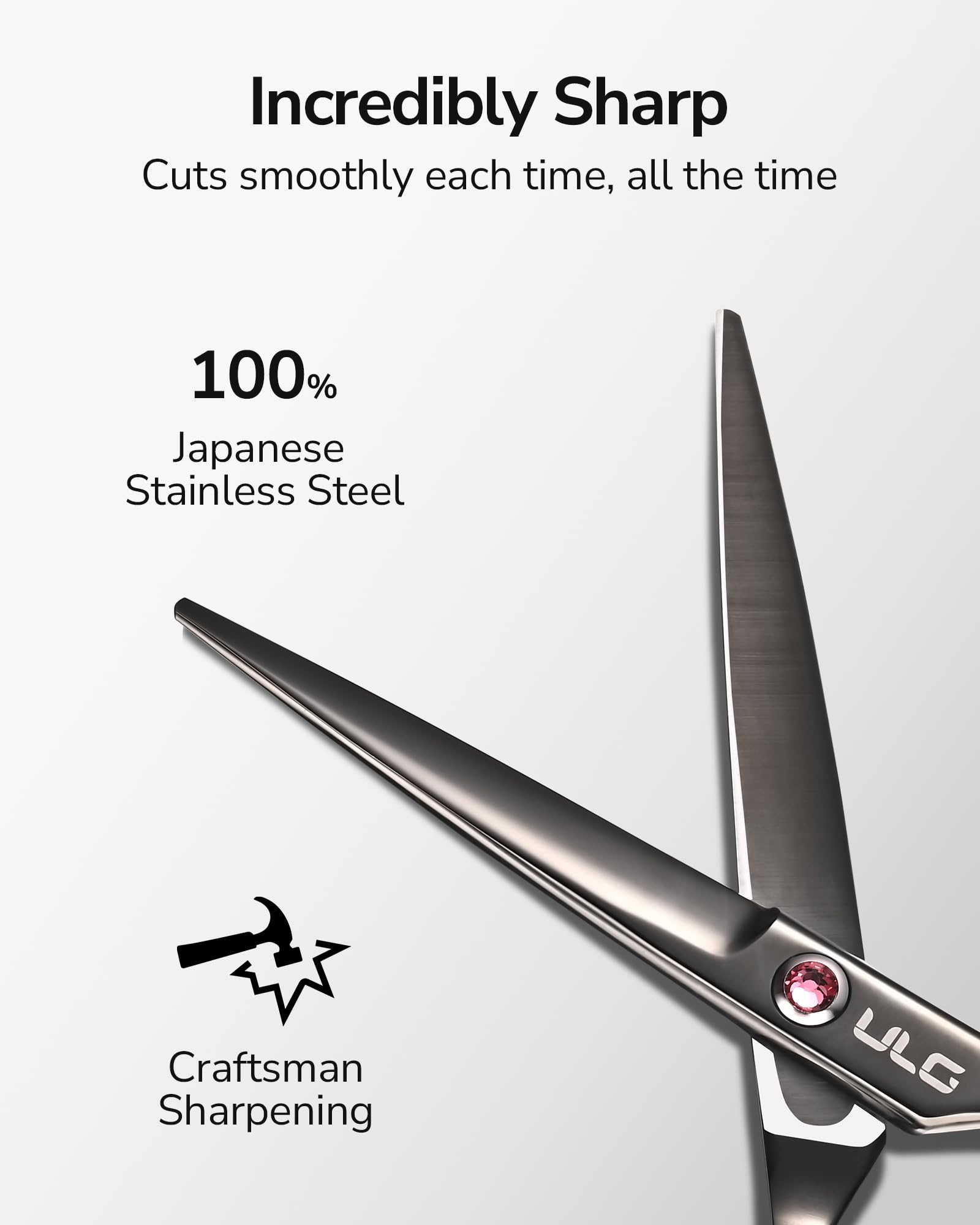 Tijeras ULG aptas para uso profesional en barberos y salones.