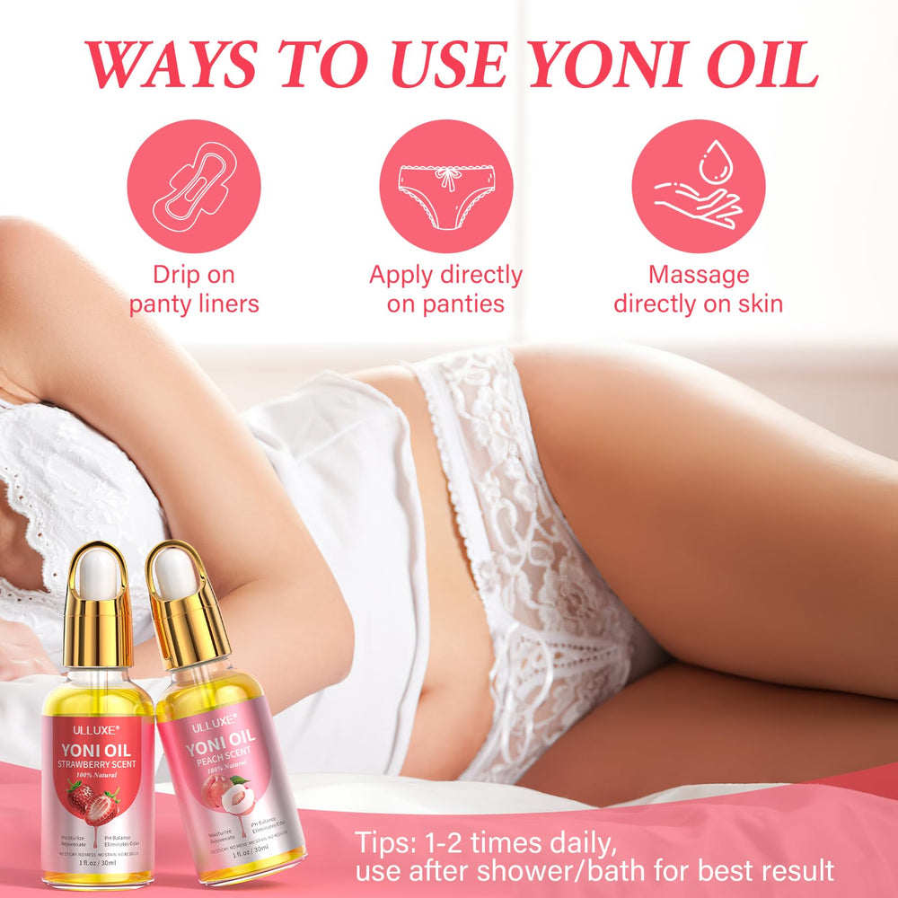 ulluxe aceite Yoni aroma durazno: perfumación delicada para momentos íntimos.