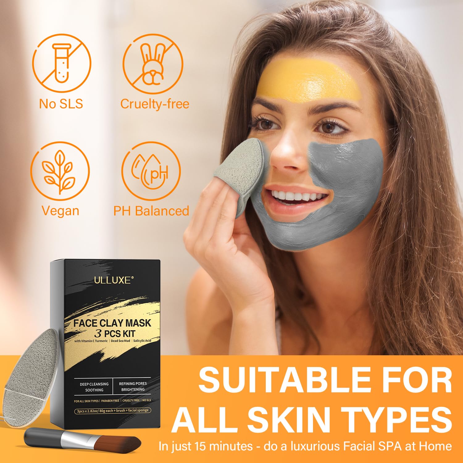 Esponja facial ulluxe: preparación rápida de la piel para la mascarilla.