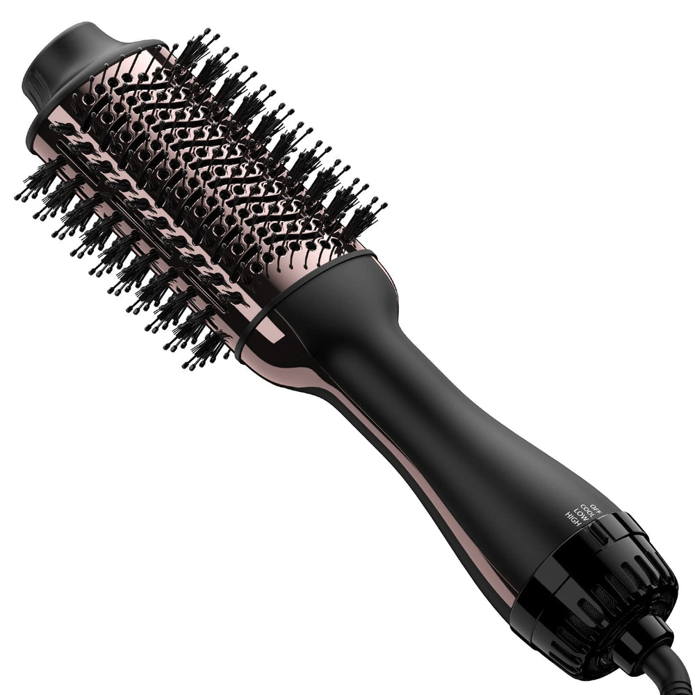 Cepillo secador Umeely con barril cerámico-titano para alisar y aportar brillo.