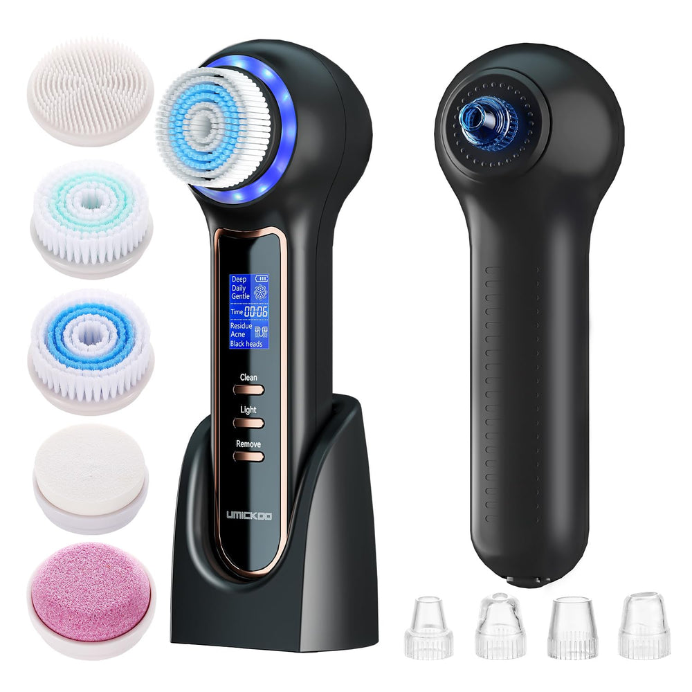 Umickoo cepillo facial 3 en 1 con pantalla LCD para una limpieza suave de poros.