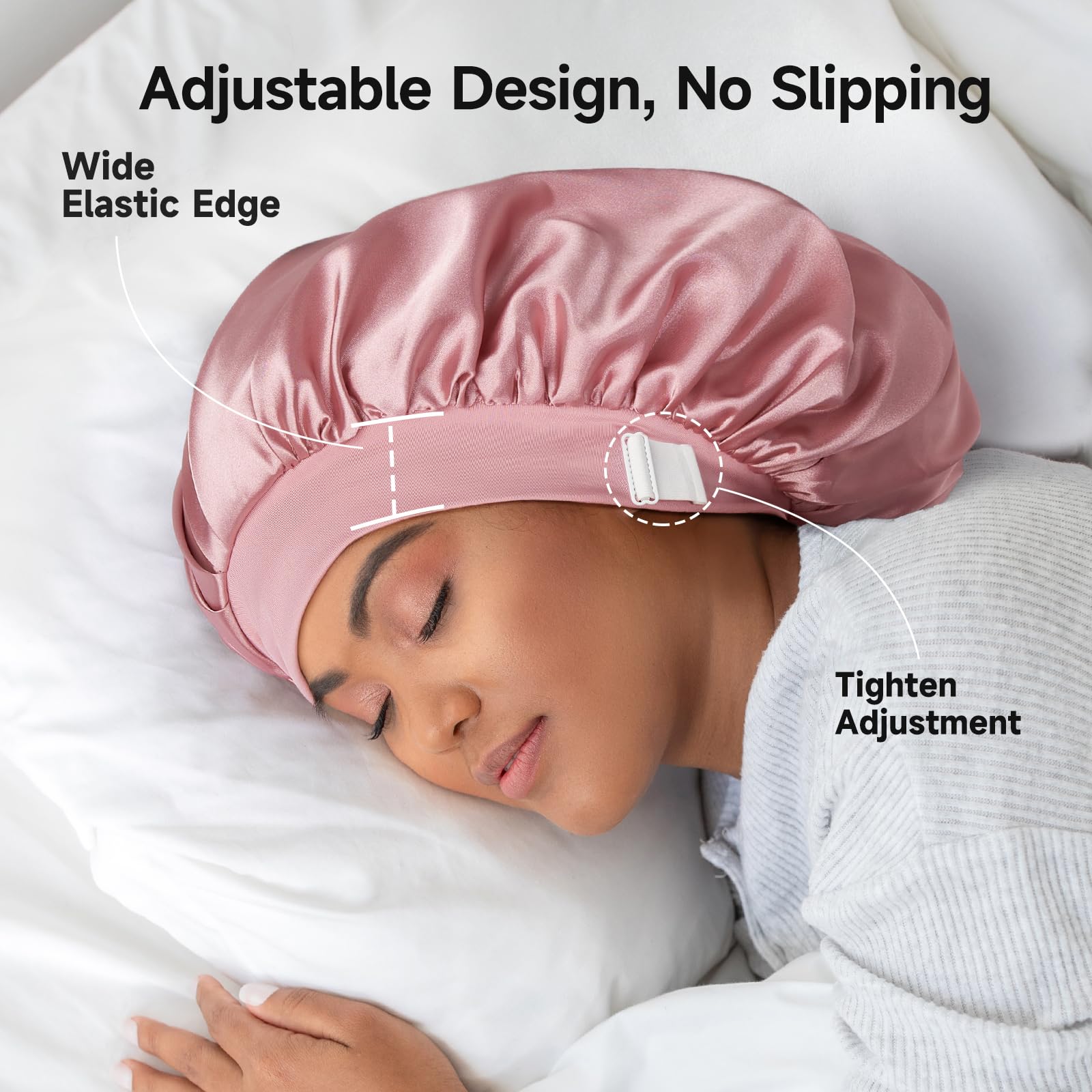 Banda elástica ajustable Umisleep mantiene el gorro en su lugar toda la noche.