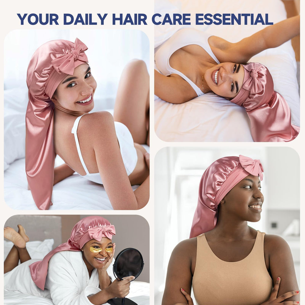 Idée cadeau idéale pour femme: bonnet de beauté et routine nocturne.