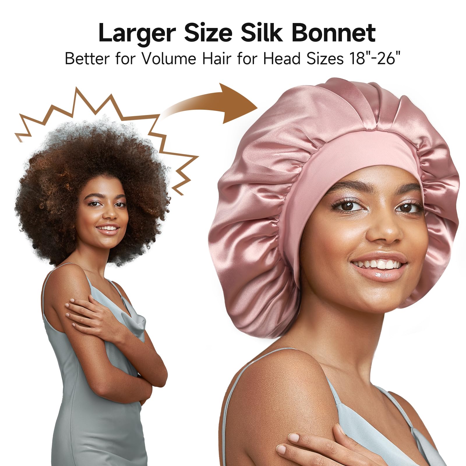 Gorro de seda grande Umisleep ideal para cabellos largos y rizados.