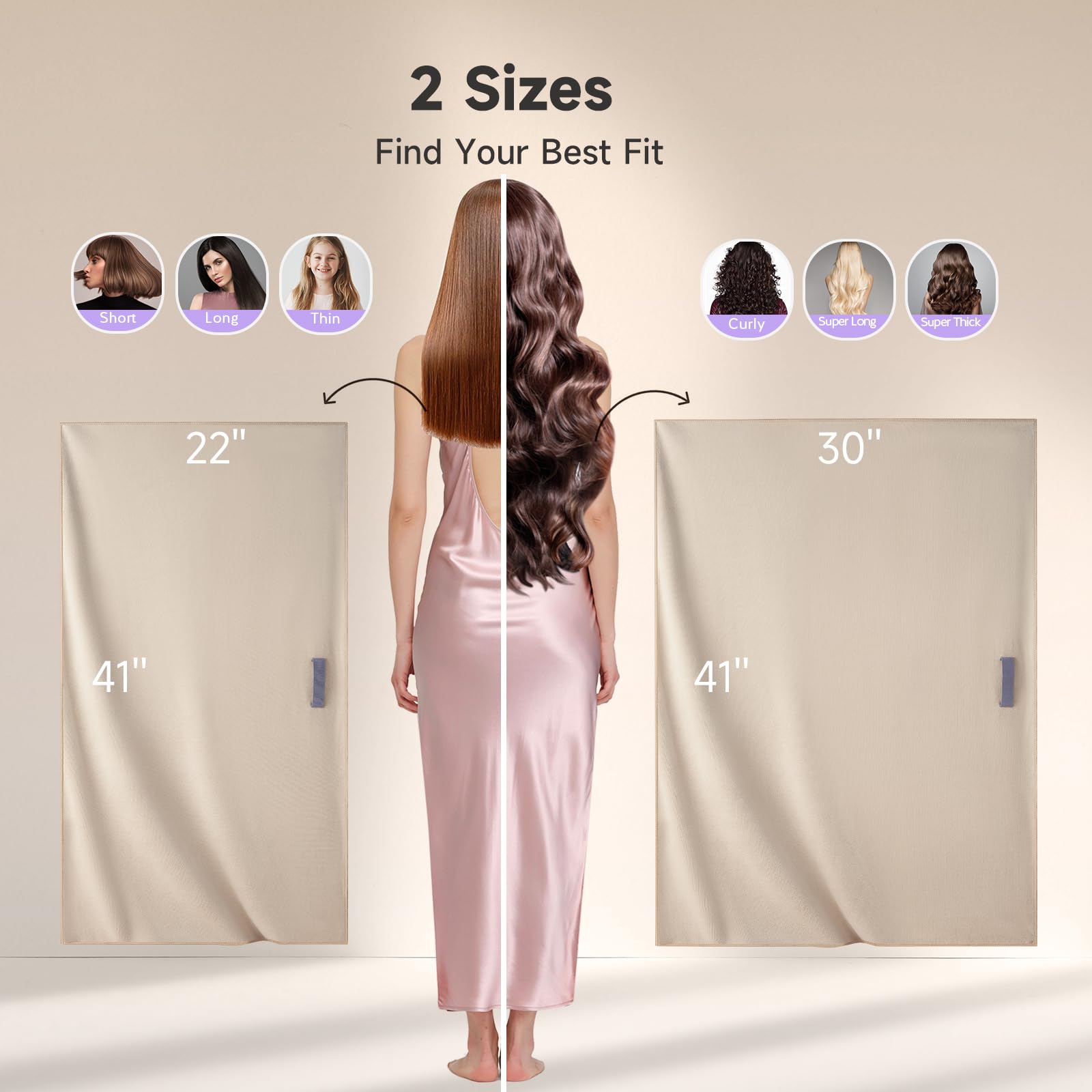 Umisleep toalla para cabello largo con banda elástica amplia que no se desliza.