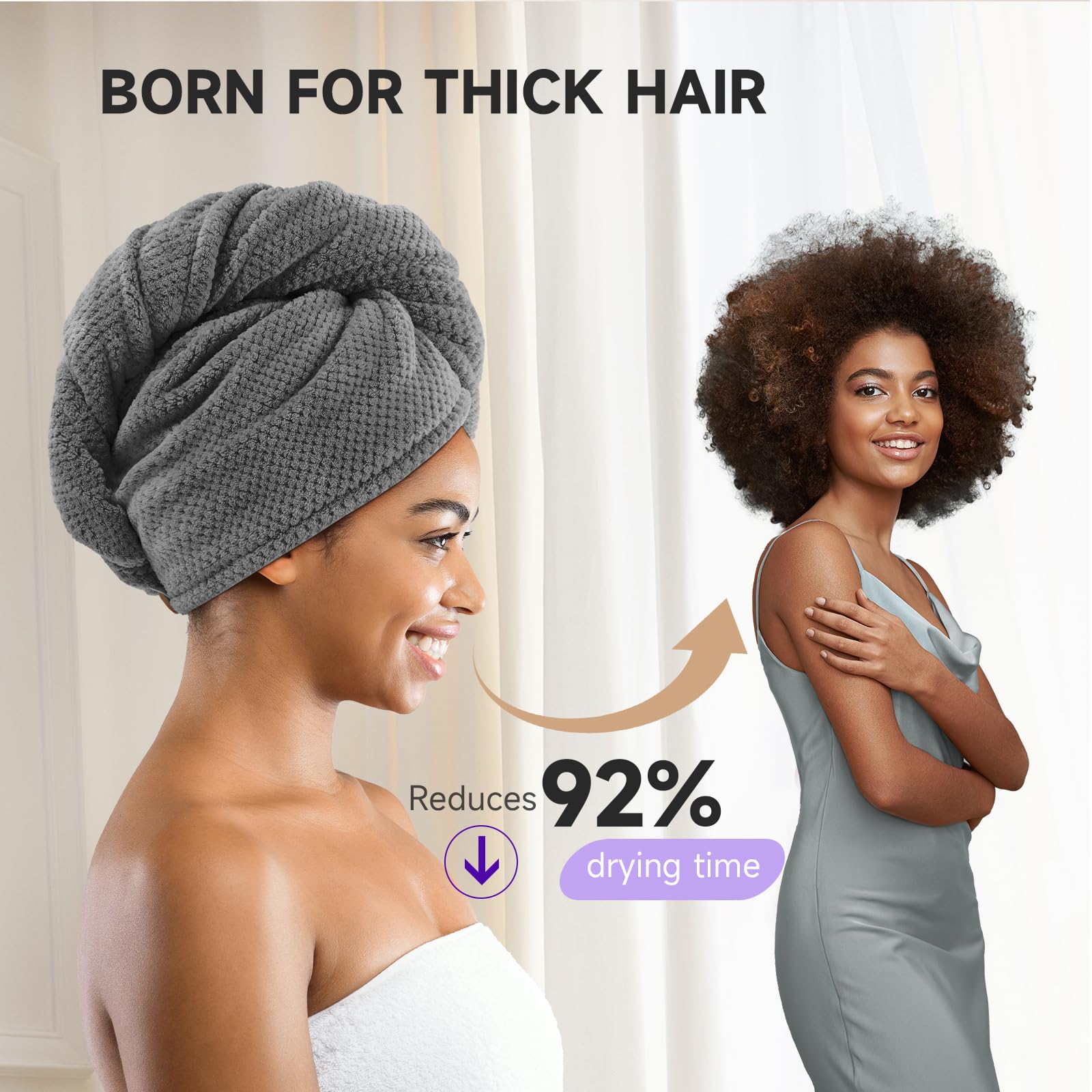 Toalla absorbente Umisleep para cabello, secado eficiente.