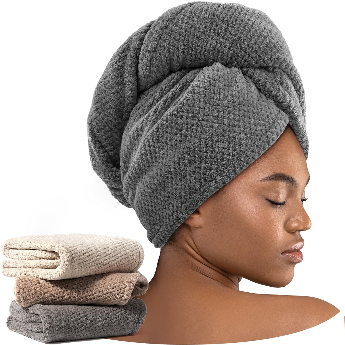 Toalla de microfibra Umisleep para cabello rizado, absorbe rápido.