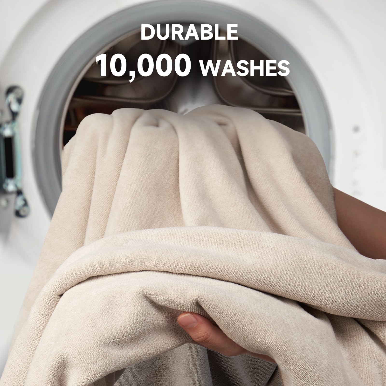 La toalla UMISLEEP seca el cabello rápidamente tras la ducha.