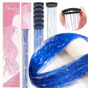 Umylar accesorios de cabello tinsel azul zafiro para peinados rápidos