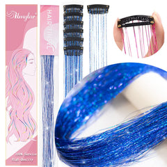 Umylar accesorios de cabello tinsel azul zafiro para peinados rápidos