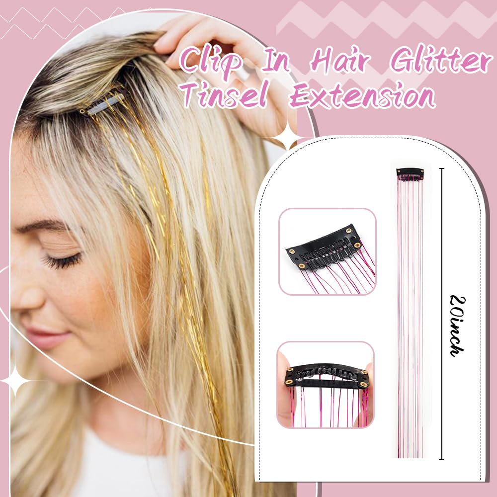 Umylar destellos de 20 pulgadas para cabello, se pueden recortar para ajustar la longitud.