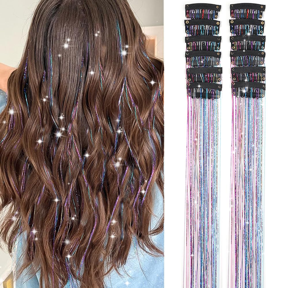 Umylar hilo brillante para cabello, 20 pulgadas, paquete de 12, ideal para looks festivos