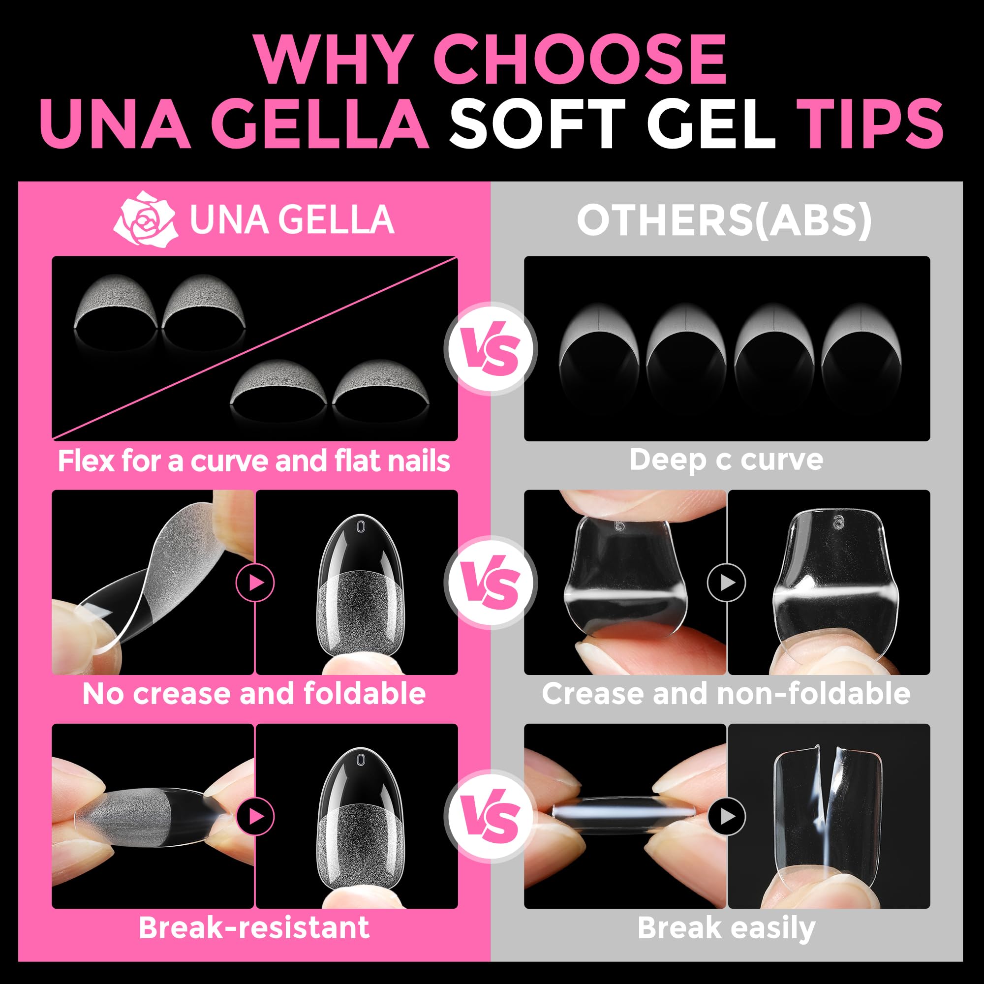 UNA GELLA puntas gel claras con talla 12 para mayor precisión