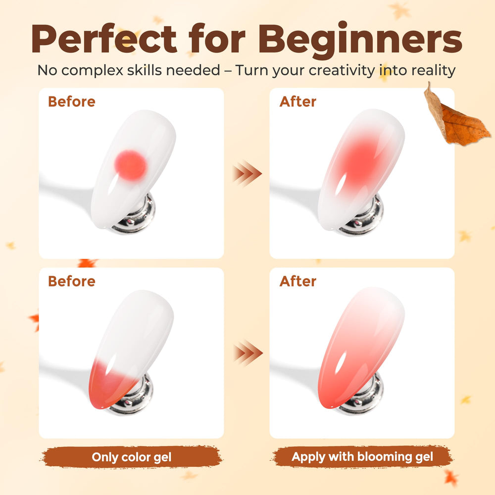 UNA GELLA Blooming Gel: degradado suave entre tonos para estilos contemporáneos.
