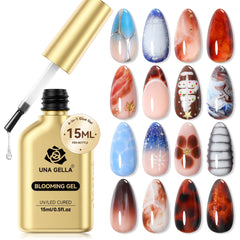 UNA GELLA Blooming Gel: efecto mármol para uñas, diseño elegante y rápido en casa.