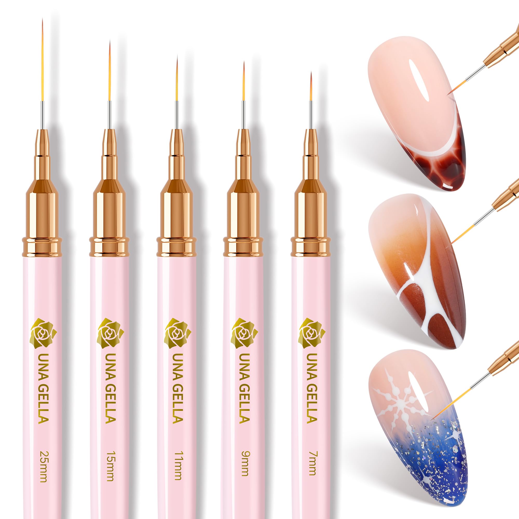 Pinceles metalicos UNA GELLA para trazos suaves en uñas