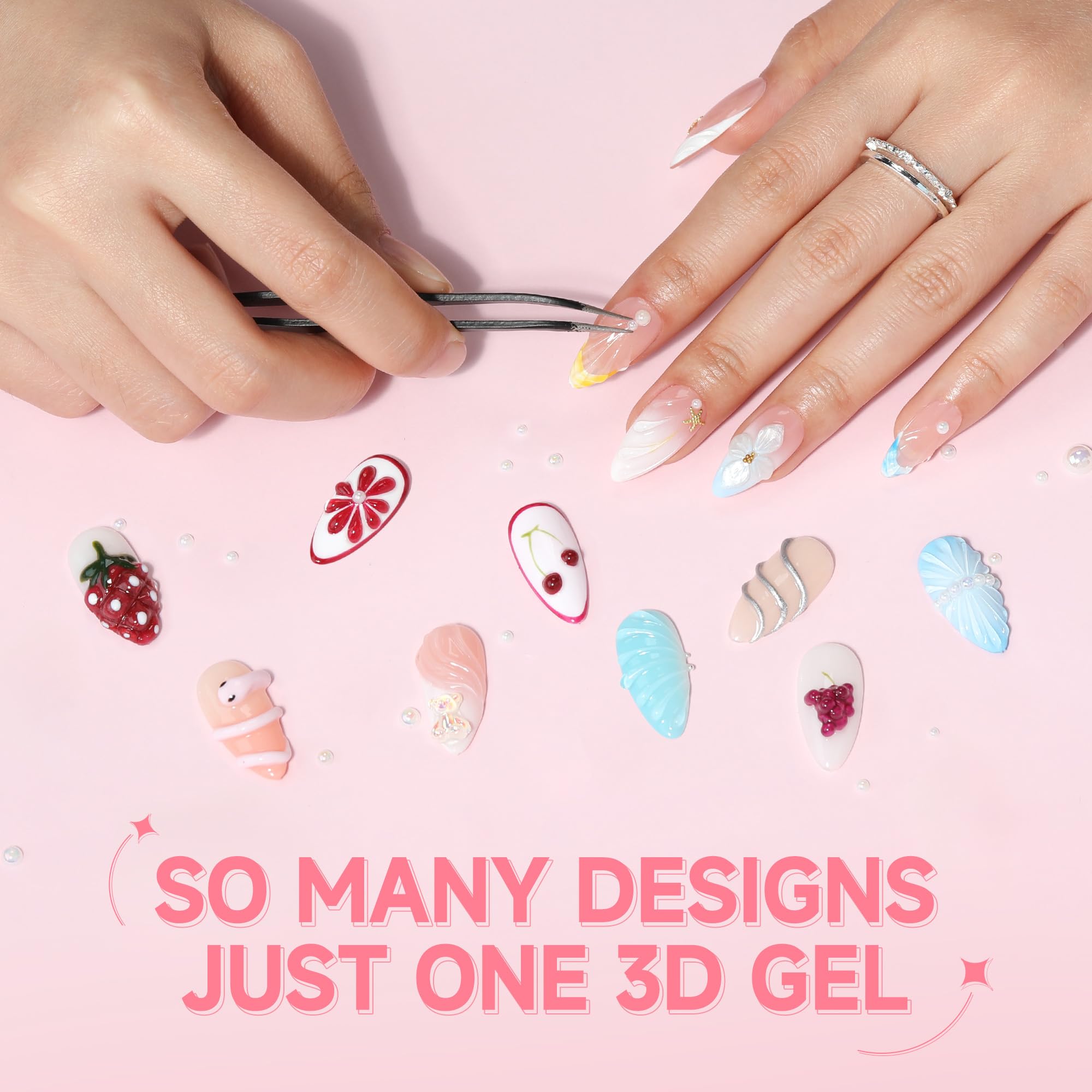 Dibujo 3D en uñas con UNA GELLA para resultados creativos.