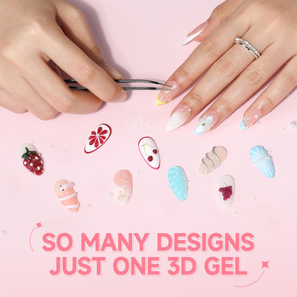Dibujo 3D en uñas con UNA GELLA para resultados creativos.