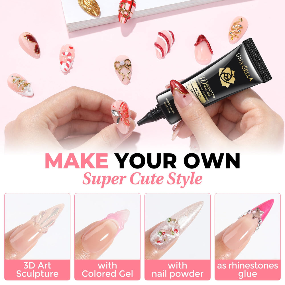 Ejecución suave con top coat para acabado limpio en UNA GELLA 3D.