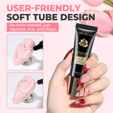 Efecto cristal brillante con gel UNA GELLA para uñas elegantes.