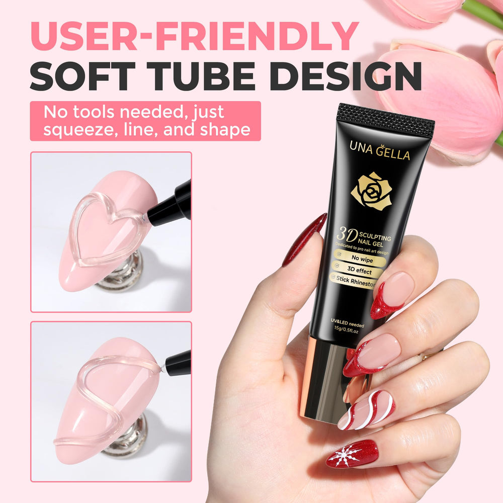 Efecto cristal brillante con gel UNA GELLA para uñas elegantes.