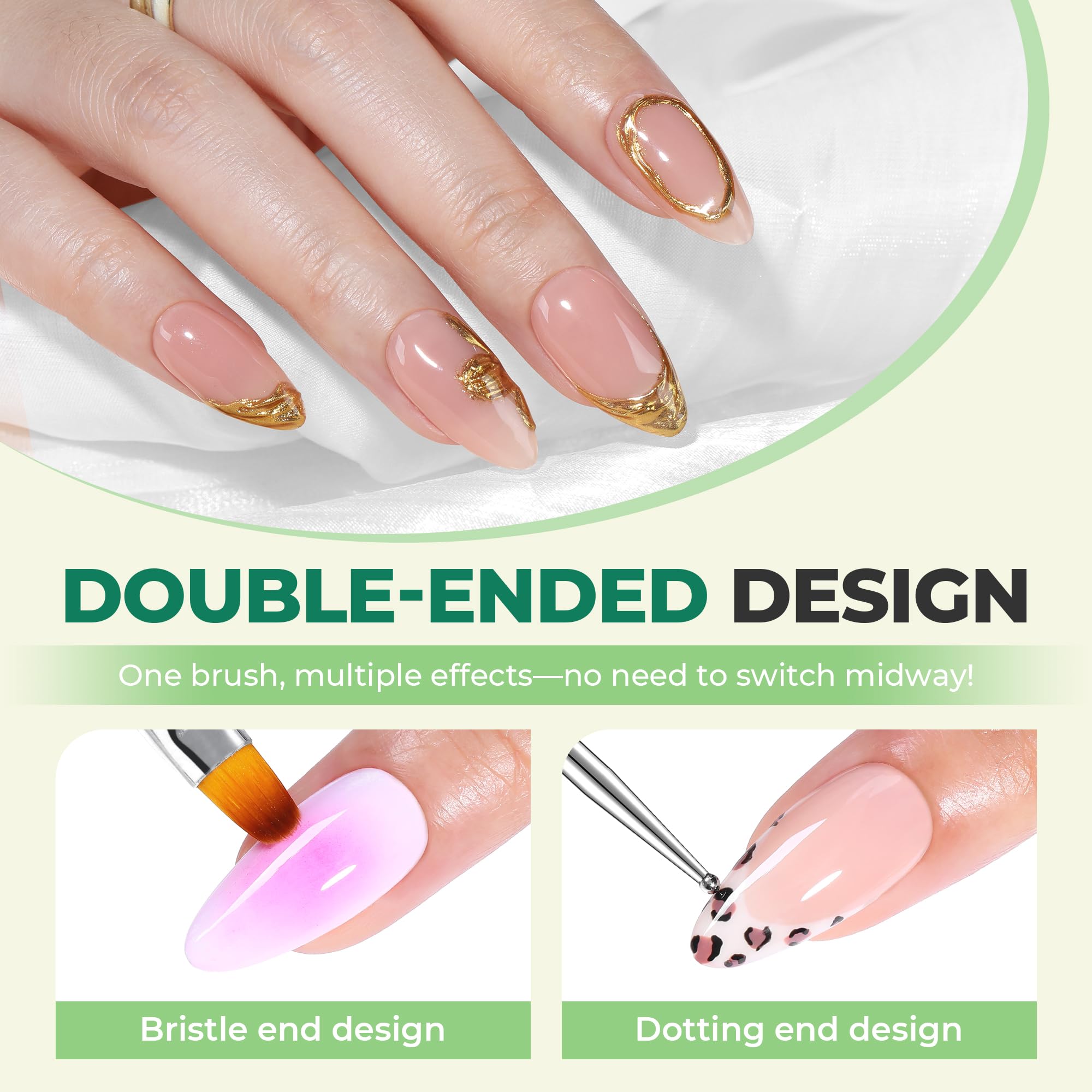 UNA GELLA, brocha francesa para puntas limpias y diseño elegante.
