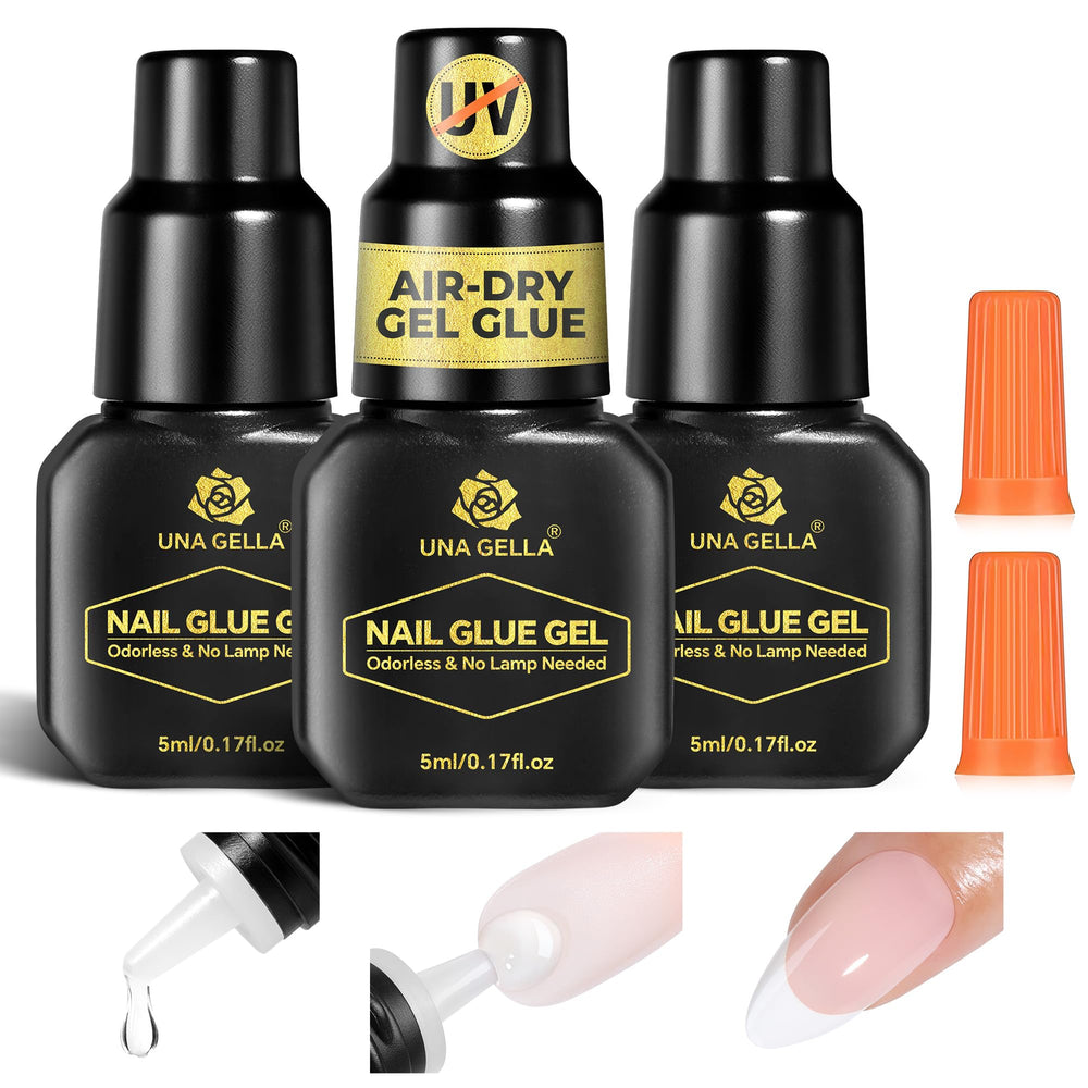 UNA GELLA pegamento gel para uñas prensadas, secado rápido sin lámpara UV.