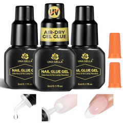 UNA GELLA pegamento gel para uñas prensadas, secado rápido sin lámpara UV.