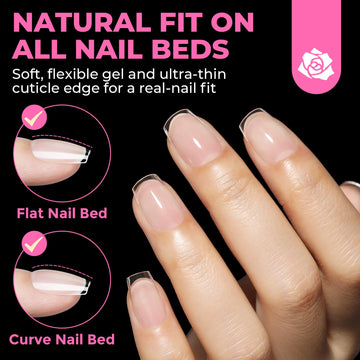 UNA GELLA pre-shaped tips – easy press-on without filing for quick nail upgrades.