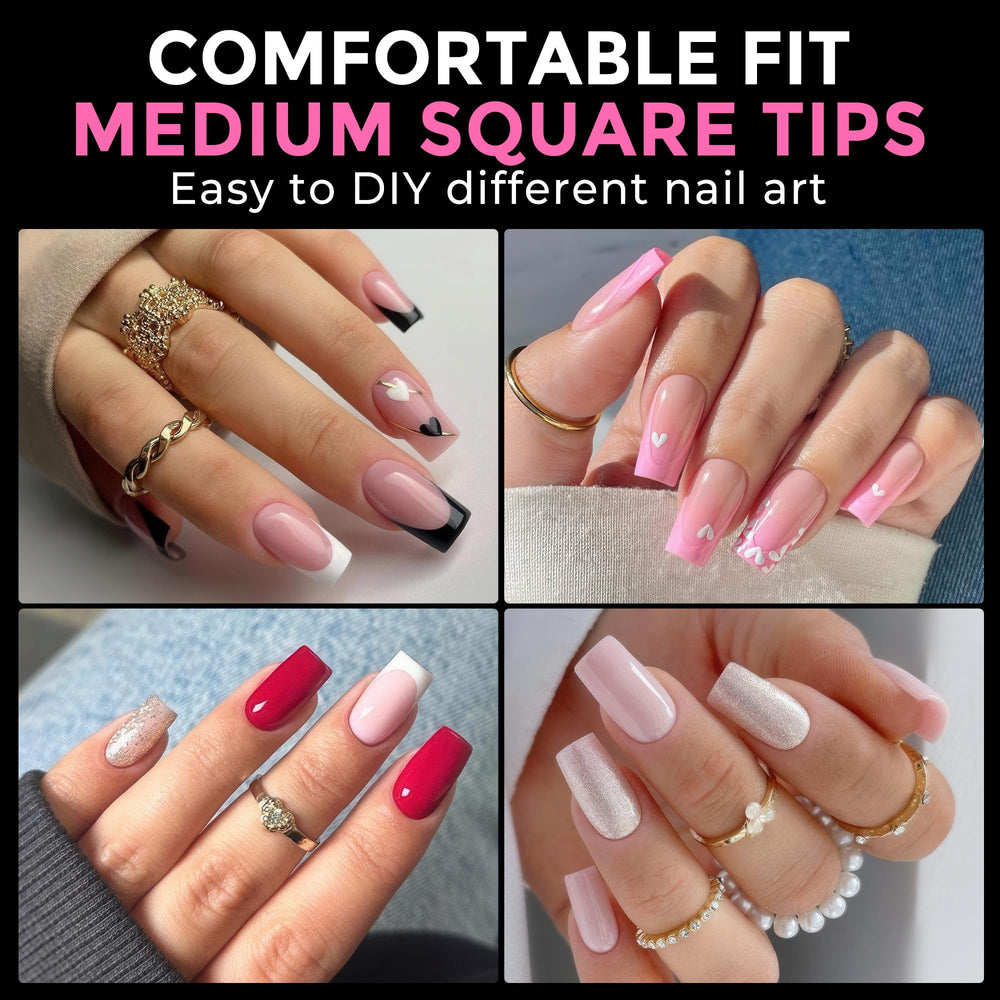 Puntas cuadradas UNA GELLA claras para manicura rápida