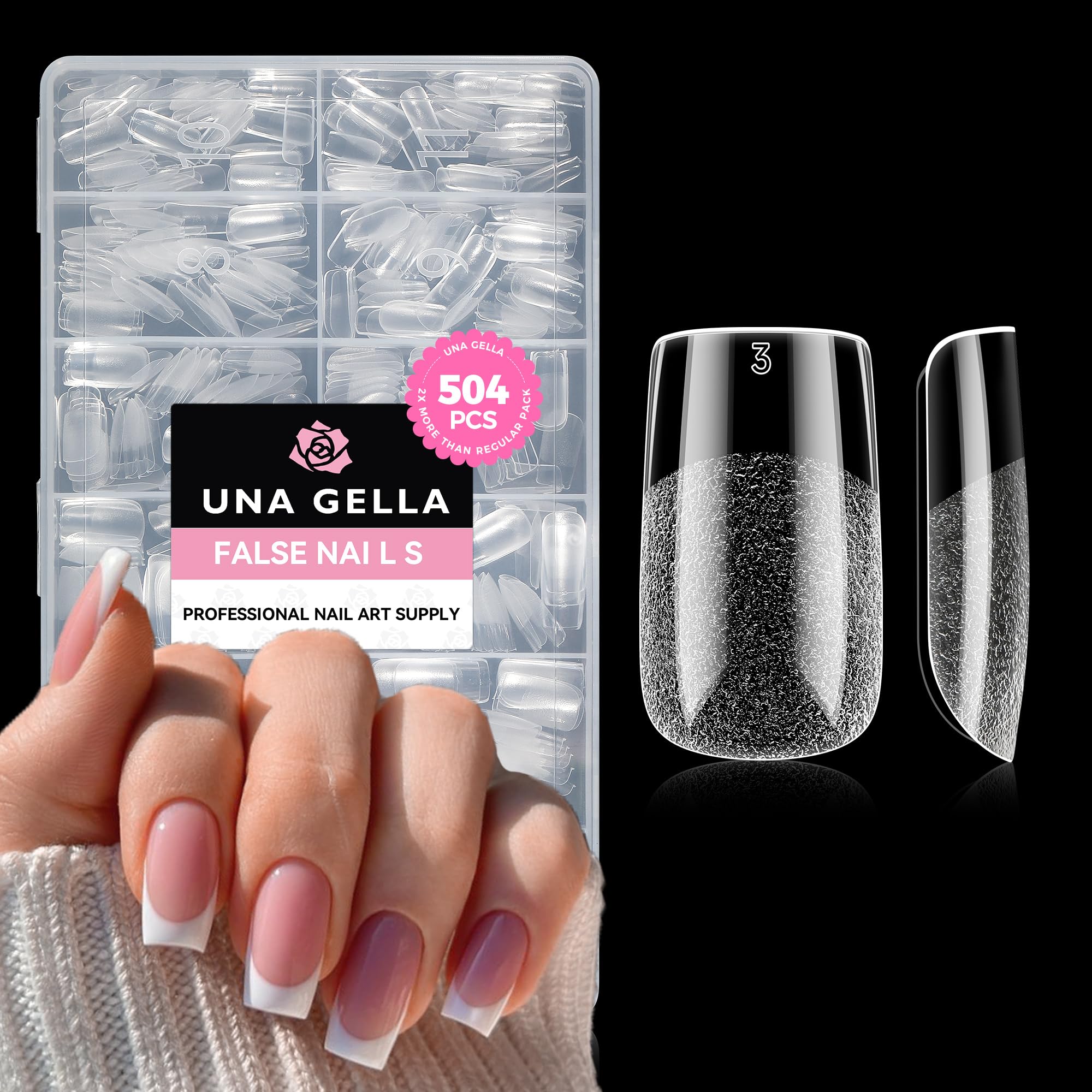 UNA GELLA puntas cuadradas para una extensión limpia y natural.