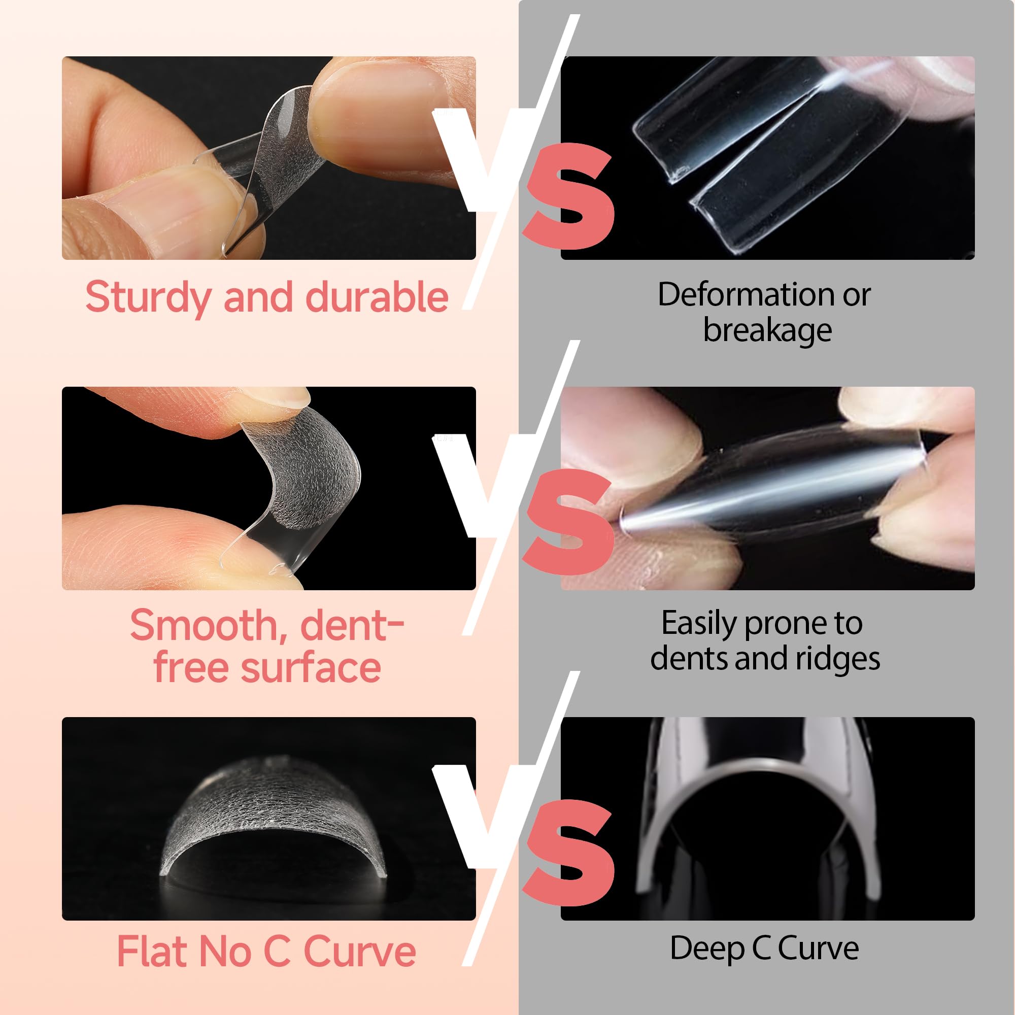 Puntas compatibles con gel, polvo de inmersión y acrílico.