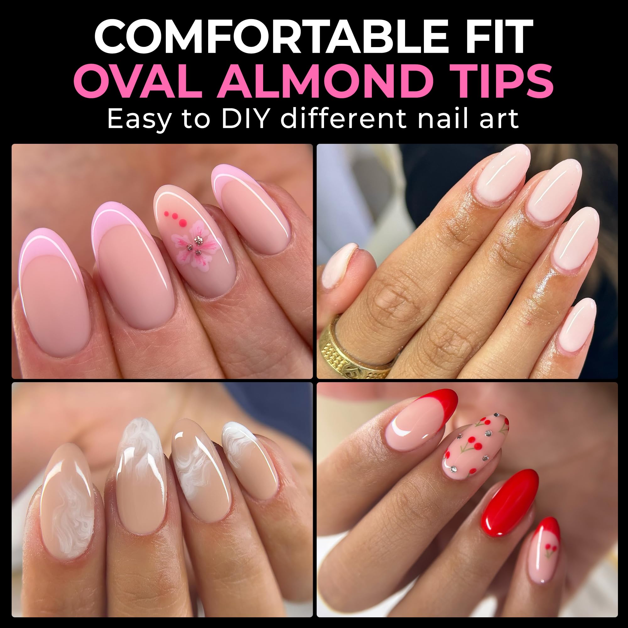 UNA GELLA puntas gel transparentes ovaladas con 12 tallas para ajuste
