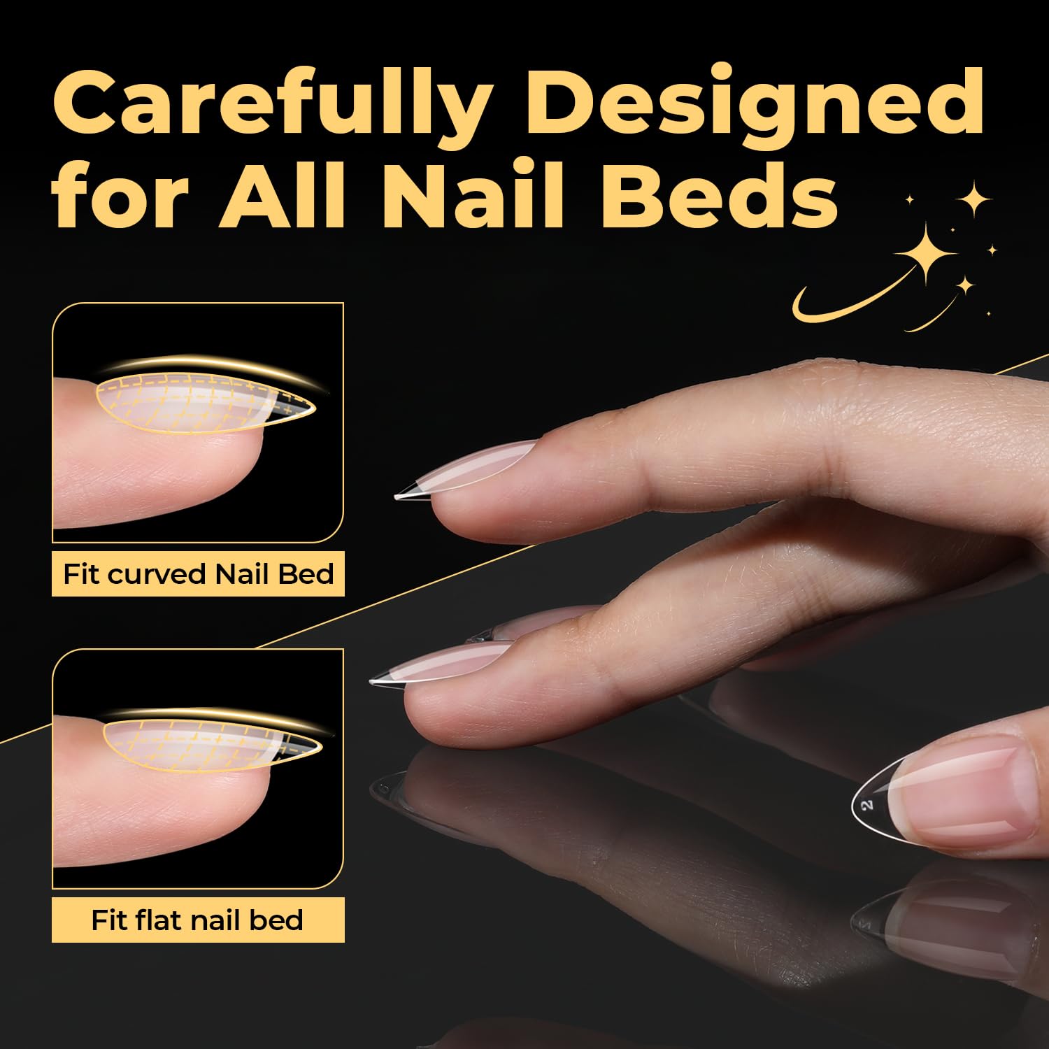Puntas gel suaves de UNA GELLA, cobertura total para uñas naturales