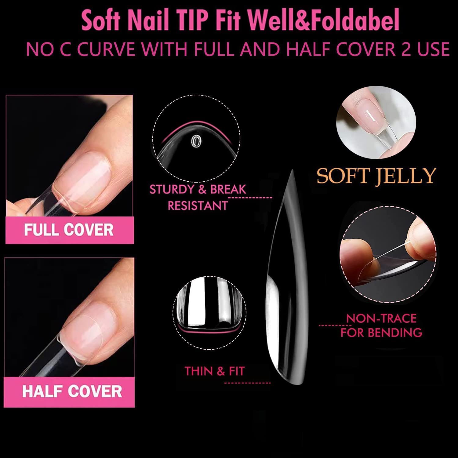 UNA GELLA sin rastro: tips gel suaves sin dejar marcas al flexionar.