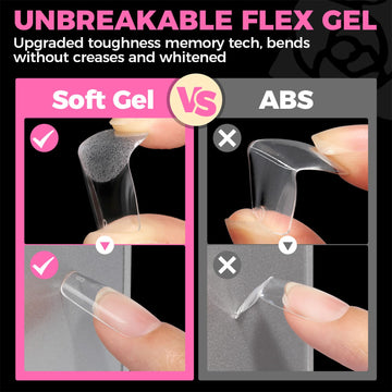 UNA GELLA square fake nails long-lasting coverage suggesting weeks of wear.