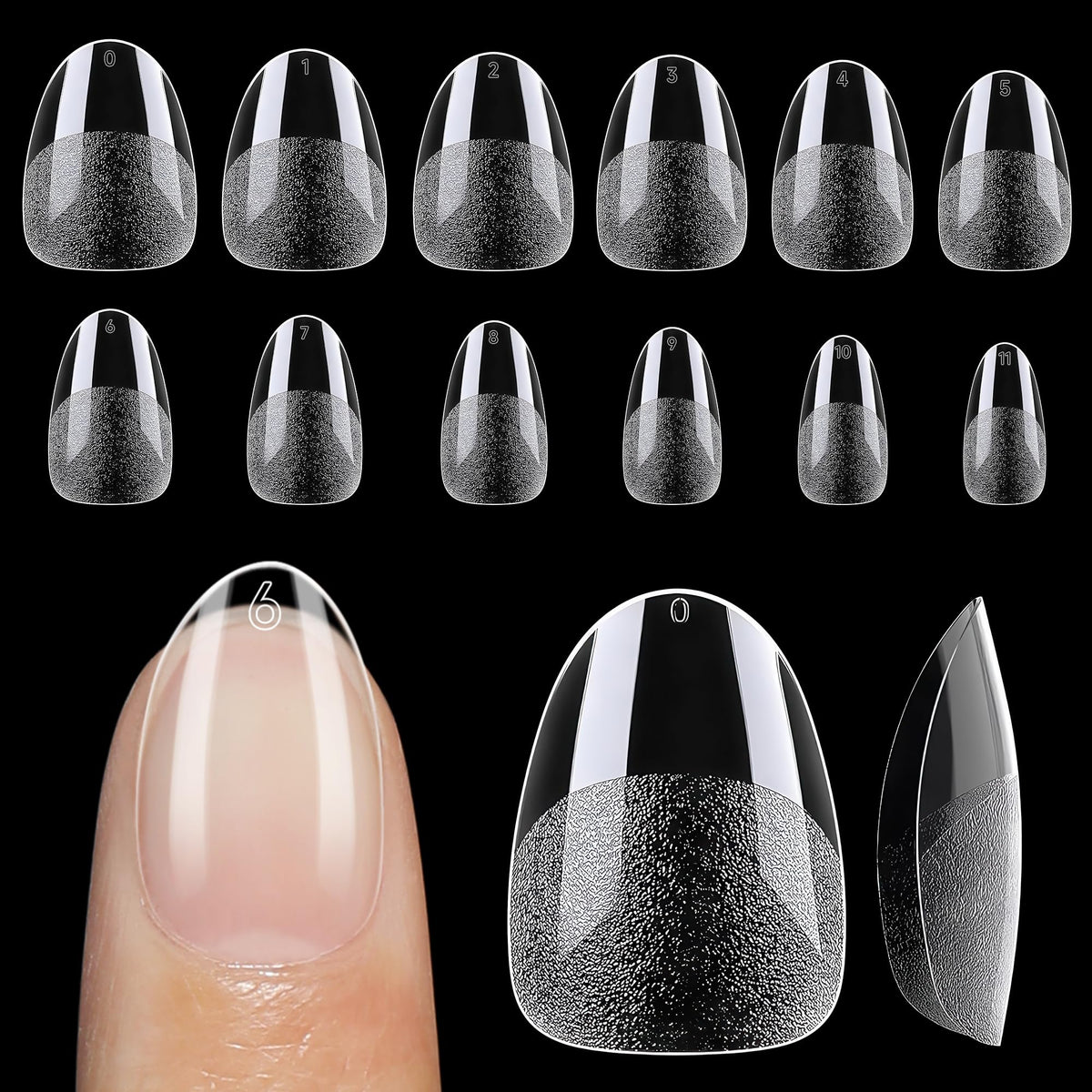 UNA GELLA tapas de uñas almendra extracorto; práctico set de 120 piezas para extensiones.