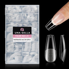 UNA GELLA tapas uñas coffin mediano transparentes, para un acabado limpio en casa.