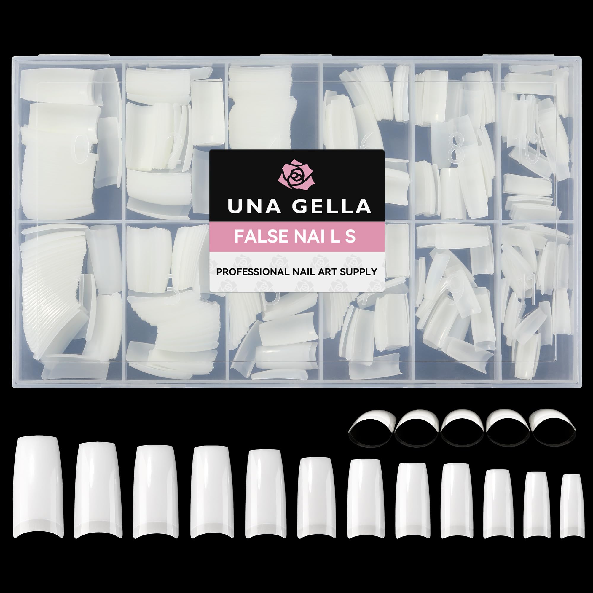 UNA GELLA tapas uñas media cubierta estilo francés cuadradas para acabado natural