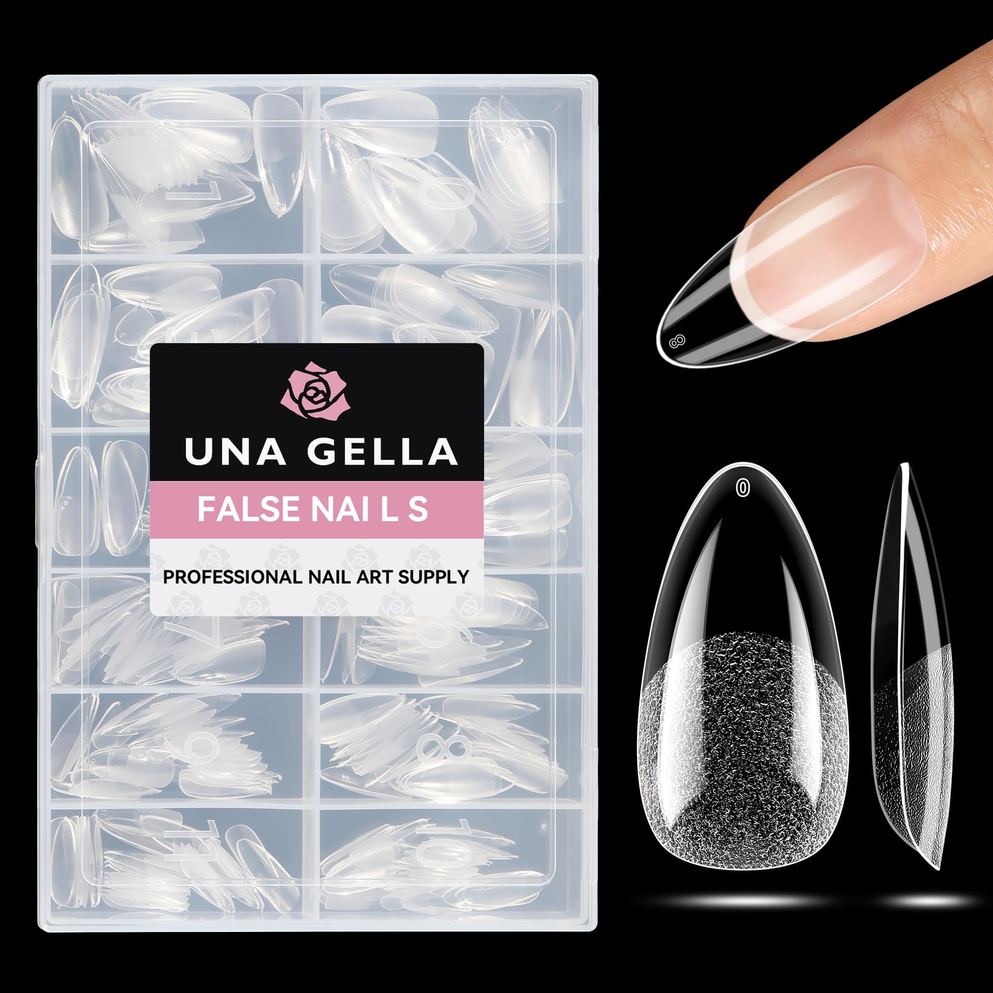 Tip de uñas UNA GELLA con almendra medio mate para colorear con facilidad.