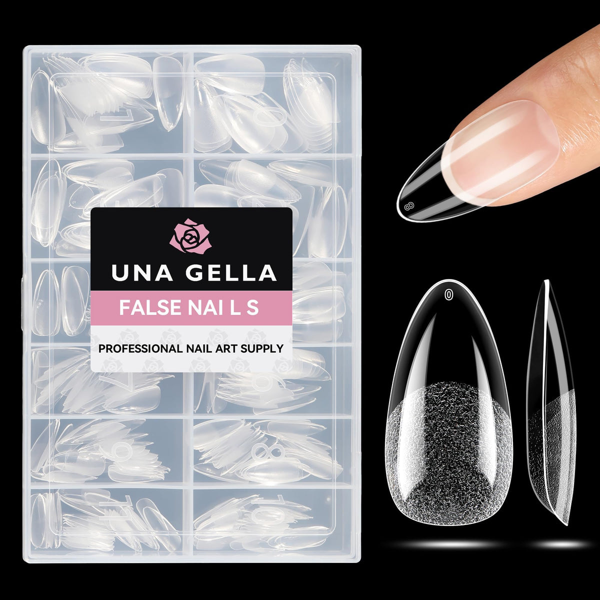 Tip de uñas UNA GELLA con almendra medio mate para colorear con facilidad.